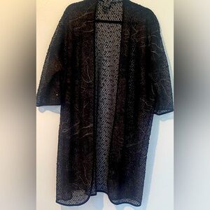 CLARA SUN WOO Gorgeous Black tunic with black sequin with taupey gray details